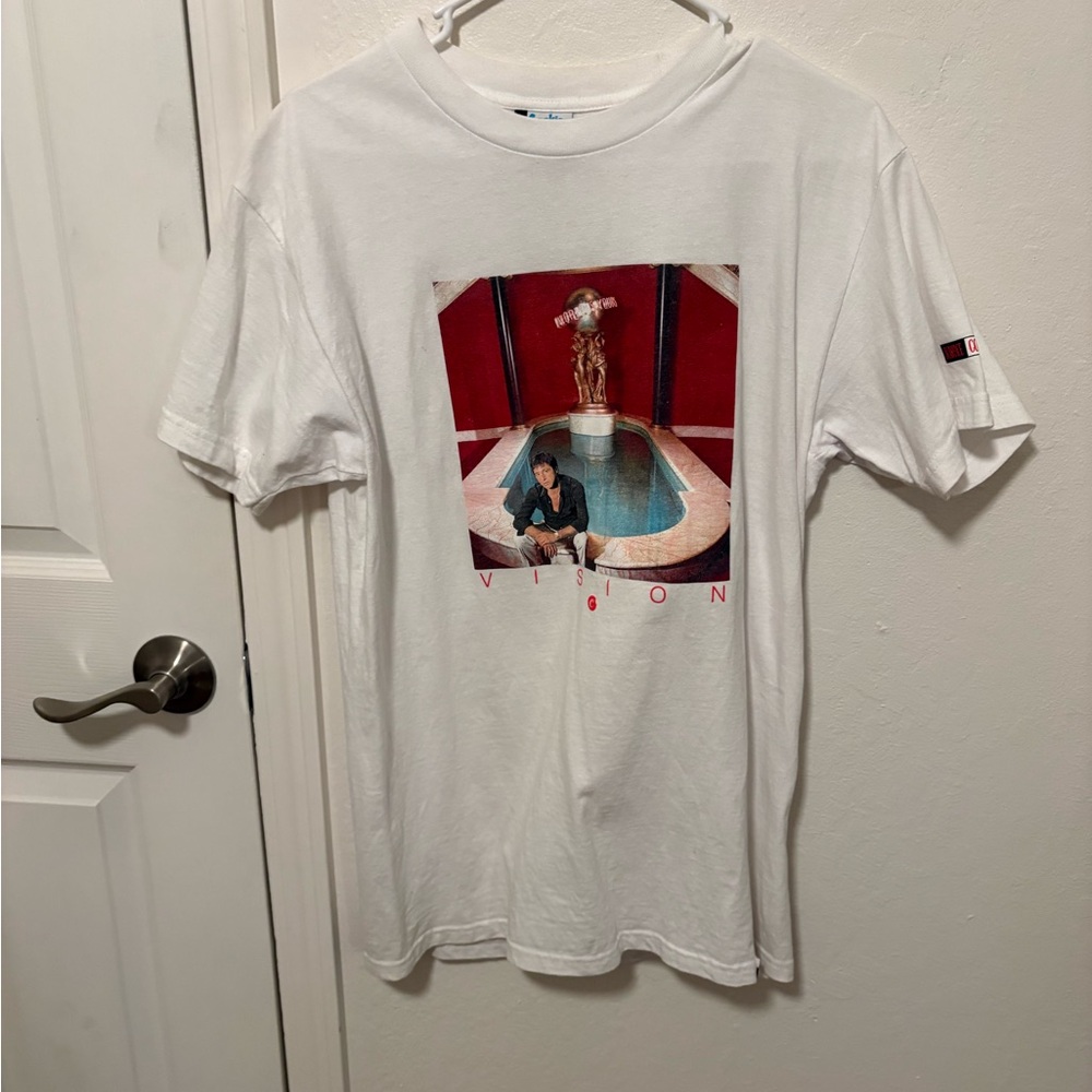 White Graphic Short Sleeve Tee scar face cookies